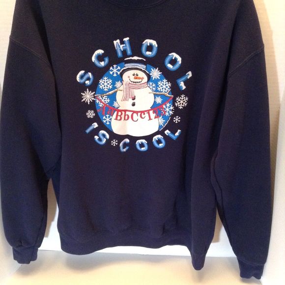 VTG Lee Heavyweight Crewneck Sweatshirt Adult L 90s Winter Snowman Graphic Ski - Picture 5 of 8